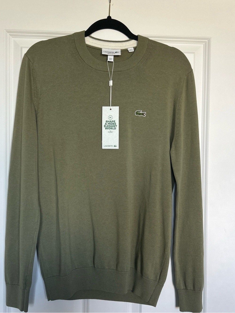 Lacoste Men's Crewneck Sweater in Olive Green Small